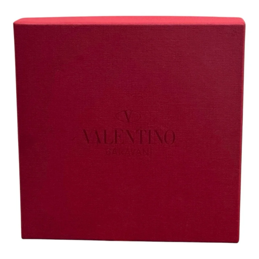 NEW WITH BOX Valentino Black Red Leather V Logo Studded Belt Luxury 100cm L